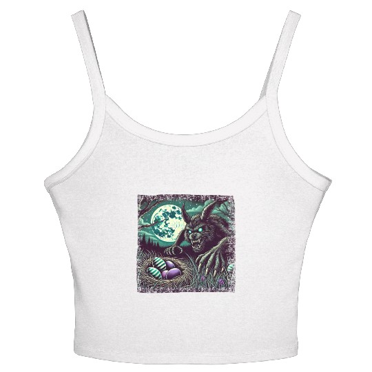 Creepy Werewolf Easter Bunny Nightmare Women's Spaghetti Strap Tank Top