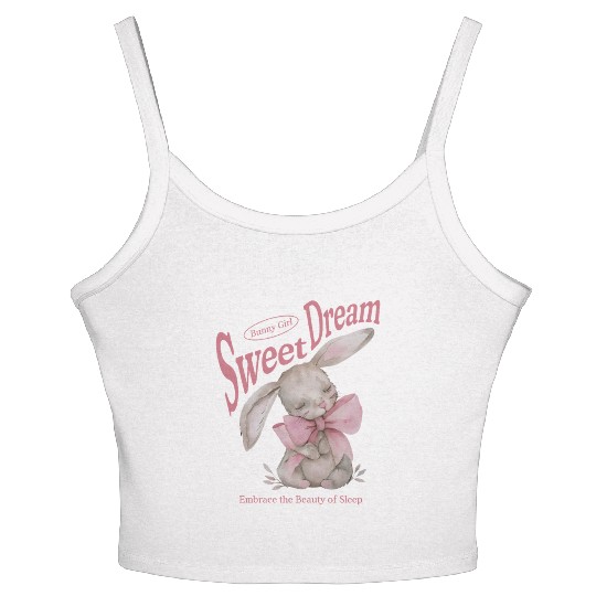 Happy Easter Bunny Coquette Bow Sweet Dream Easter Women's Spaghetti Strap Tank Top