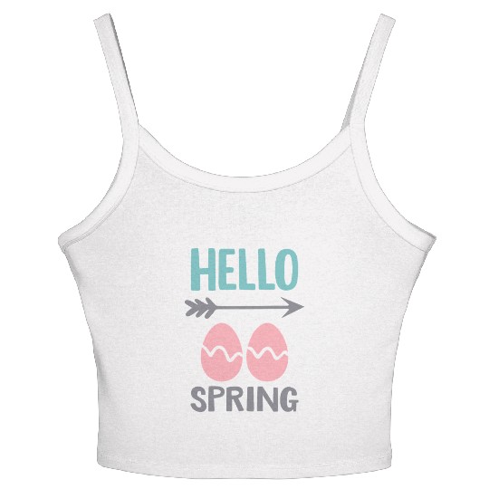 Hello Spring - Spring Design with Easter Eggs Women's Spaghetti Strap Tank Top