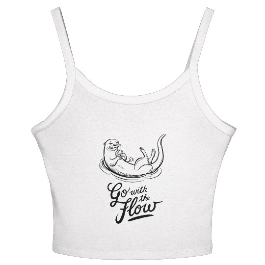 Go With The Flow Relaxed Otter Illustration Women's Spaghetti Strap Tank Top