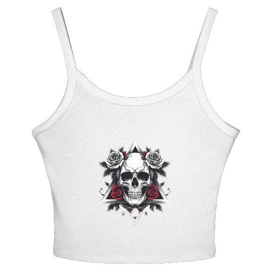 Gothic Skull & Roses Aesthetic Women's Spaghetti Strap Tank Top