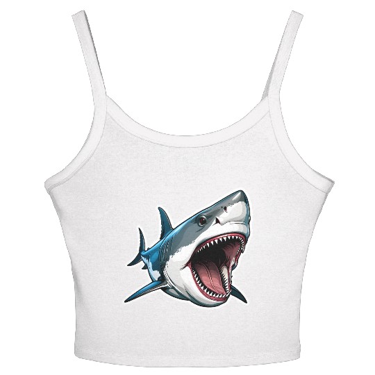 Big White Shark Attack Women's Spaghetti Strap Tank Top