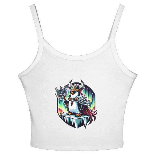 Viking Penguin Conquering Northern Lights Women's Spaghetti Strap Tank Top