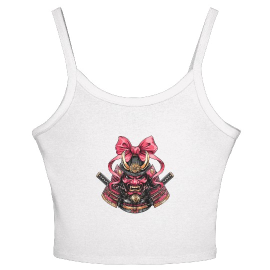 Coquette Bow Samurai Warrior Japanese Pink Ribbon Women's Spaghetti Strap Tank Top