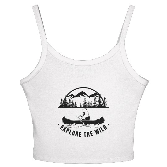 Explore the Wild | Forest Bear Canoe Adventure Women's Spaghetti Strap Tank Top