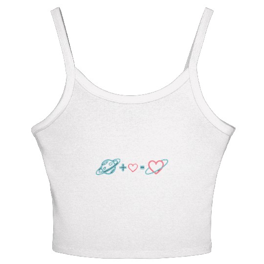 Planet Plus Heart Equals Love Neon Art Women's Spaghetti Strap Tank Top