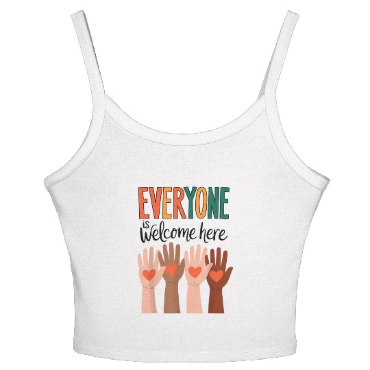Everyone Is Welcome Here Idaho Teacher Women's Spaghetti Strap Tank Top