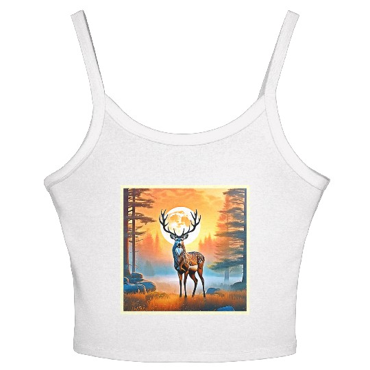 Golden Deer Twilight Peak Women's Spaghetti Strap Tank Top