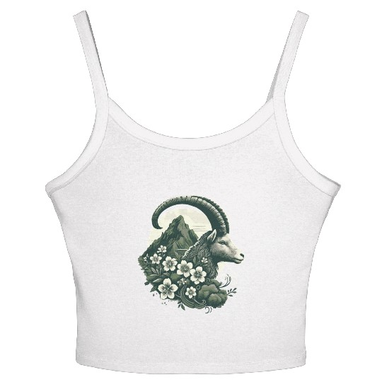 Capricorn Zodiac Sign - Mountain Goat Astrology Women's Spaghetti Strap Tank Top