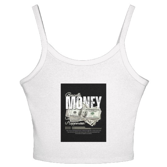 White and Grey Vintage Money Streetwear Women's Spaghetti Strap Tank Top