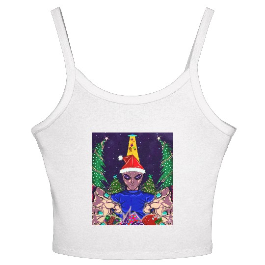 Alien Christmas Gifts Collection Time! Women's Spaghetti Strap Tank Top
