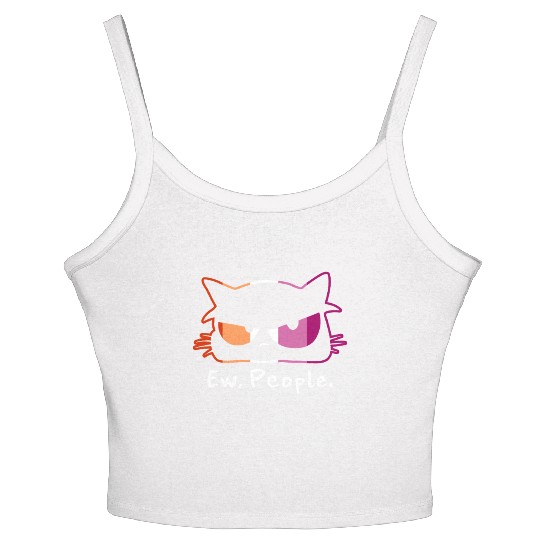 Cat Grumpy Face Ew People Lesbian Pride Colors Women's Spaghetti Strap Tank Top