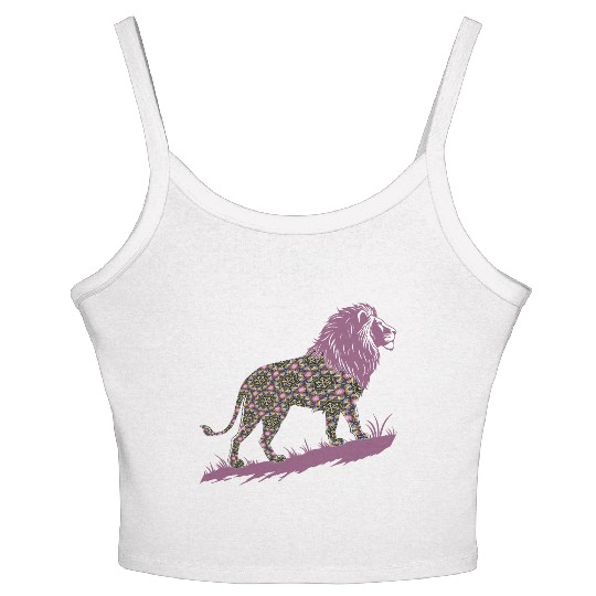 Star of David Pattern 1 Lion of Judah Women's Spaghetti Strap Tank Top