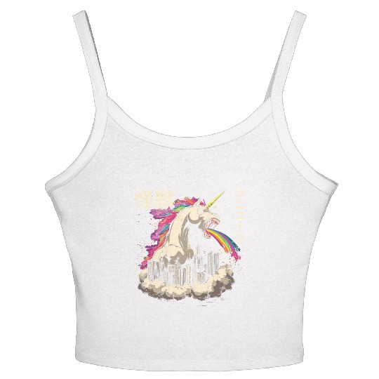 Kaiju Unicorn Japanese Monster Rainbow Women's Spaghetti Strap Tank Top
