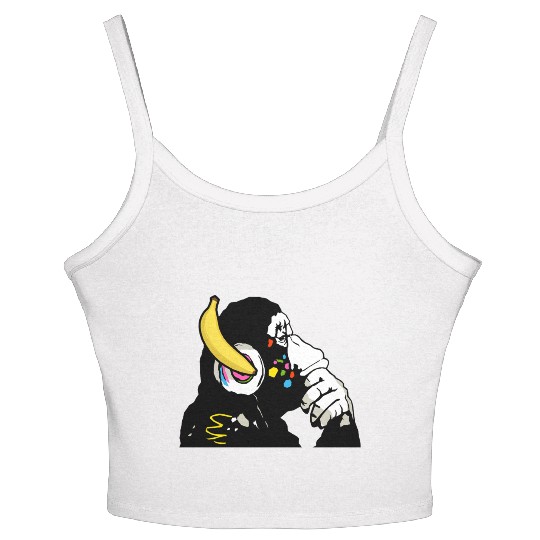DJ chimpanzee , Banana headphones Women's Spaghetti Strap Tank Top