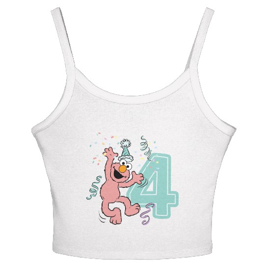 Sesame Street Birthday Design With Elmo 4 Years Women's Spaghetti Strap Tank Top