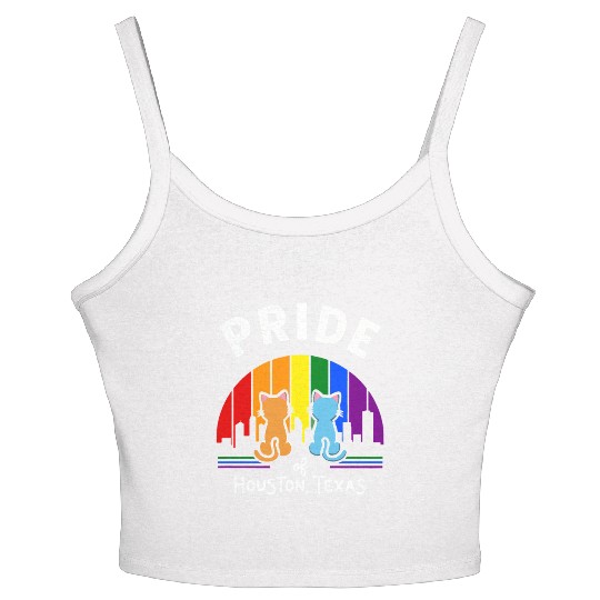 Pride of Houston City Texas USA Rainbow Flag Women's Spaghetti Strap Tank Top