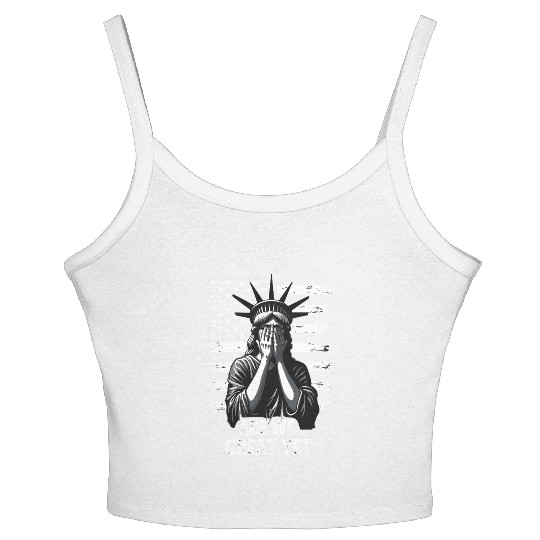 Are We Great Yet Statue of Liberty Trump America Women's Spaghetti Strap Tank Top