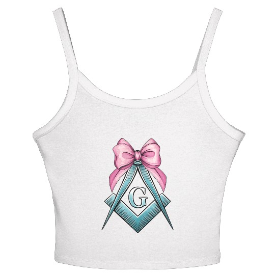 Coquette Bow Square Compass Freemasonry Mom Women's Spaghetti Strap Tank Top