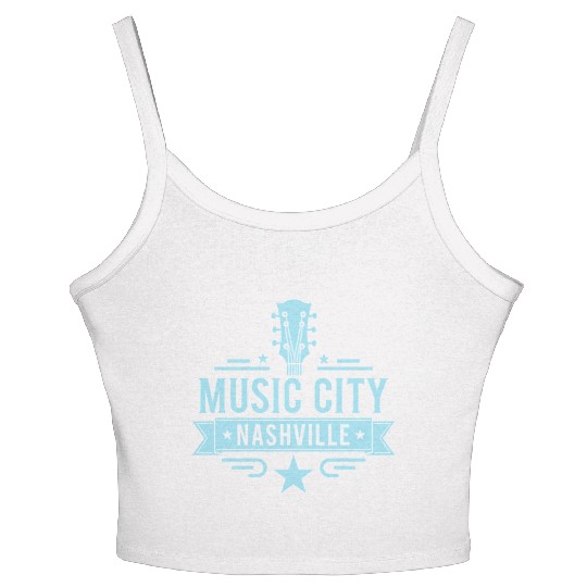 Music City Nashville Guitar Tennessee Women's Spaghetti Strap Tank Top