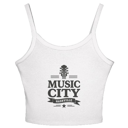 Music City Nashville Guitar Tennessee Women's Spaghetti Strap Tank Top