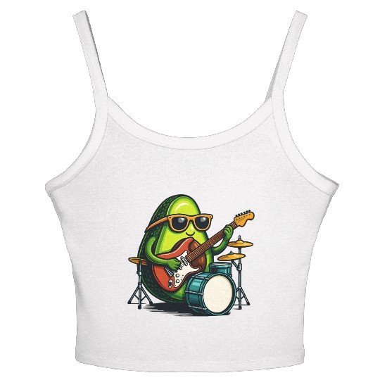 Rockin Avocado Musician Funny Graphic Women's Spaghetti Strap Tank Top