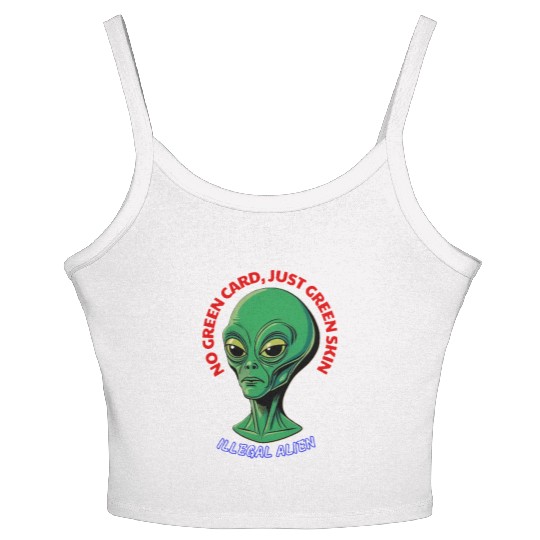 NO GREEN CARD, JUST GREEN SKIN Women's Spaghetti Strap Tank Top
