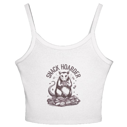 Snack Hoarder Opossum Fun Illustration Women's Spaghetti Strap Tank Top