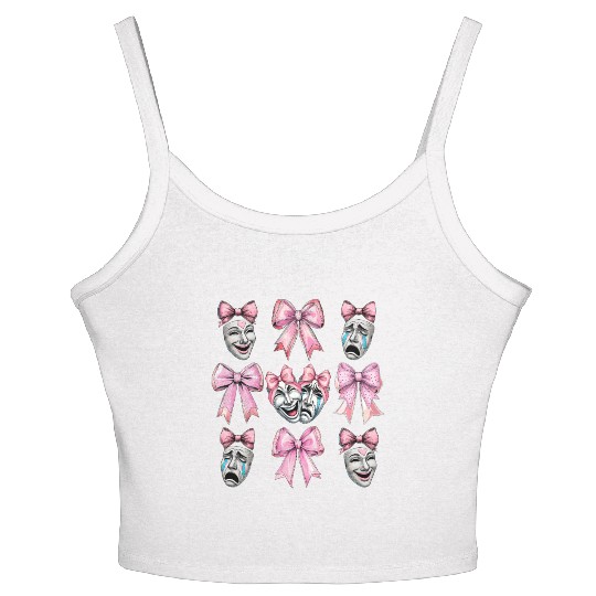 Coquette Bow Theatre Mask Drama Comedy Artist Girl Women's Spaghetti Strap Tank Top