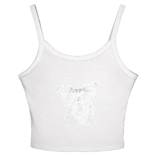 Border Collie Dog Wearing Sunglasses Vintage Pet Women's Spaghetti Strap Tank Top