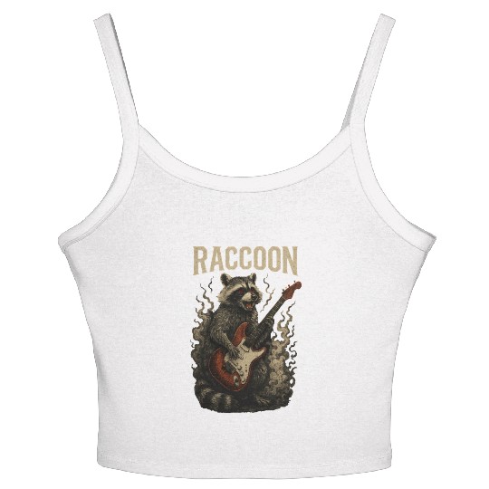 Rock Raccoon Playing Guitar - Funny Guitar Raccoon Women's Spaghetti Strap Tank Top