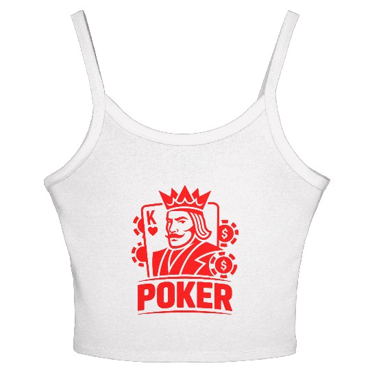 Poker King of Hearts Design Vector One Color Women's Spaghetti Strap Tank Top