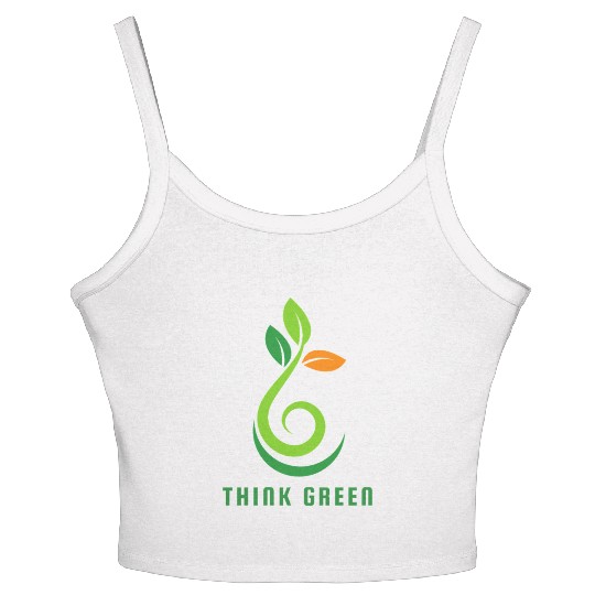 Think Green – Eco-Friendly Green Leaf Women's Spaghetti Strap Tank Top