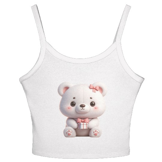 Sweet Teddy Bear and Gift Box Women's Spaghetti Strap Tank Top