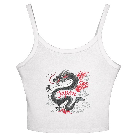 Majestic Japanese Dragon Tattoo Style Art design Women's Spaghetti Strap Tank Top
