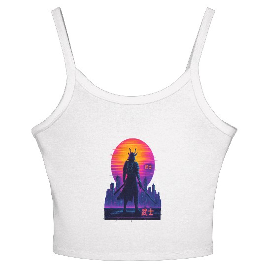 Neon Samurai - Cyberpunk Warrior Art Women's Spaghetti Strap Tank Top