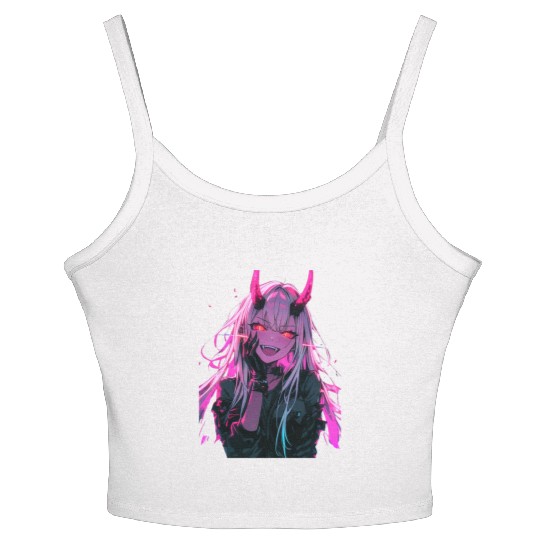 Anime Demon Girl Kawaii Waifu Japanese Anime Women's Spaghetti Strap Tank Top