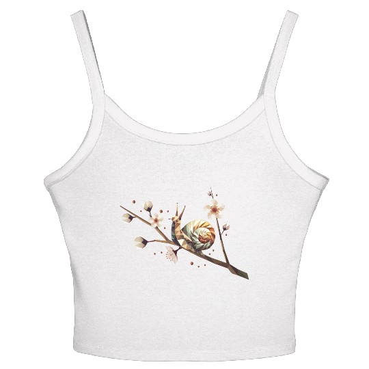 Snail on a Flowering Branch – A Spring Motif Women's Spaghetti Strap Tank Top