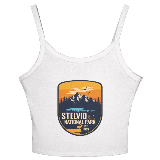 Stelvio National Park Italy Vintage Sunset Camping Women's Spaghetti Strap Tank Top
