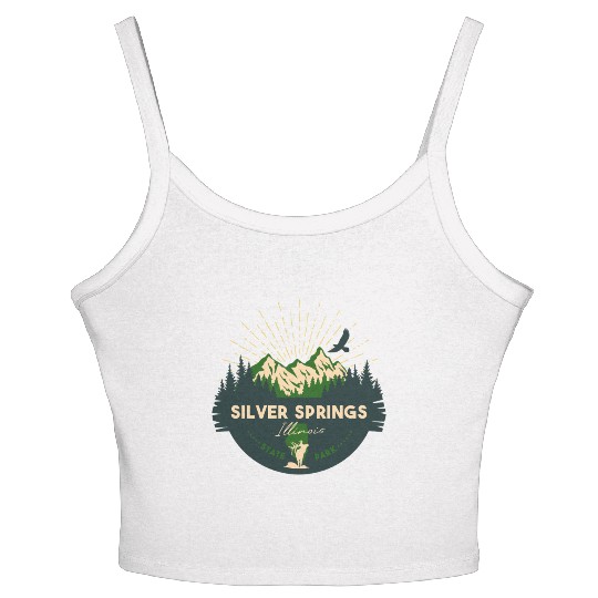 Silver Springs Illinois IL State Park Retro Camp Women's Spaghetti Strap Tank Top