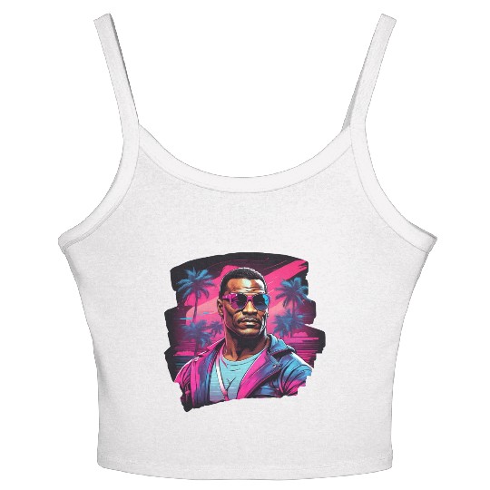 Neon Vibes - Retro Tropical Style Women's Spaghetti Strap Tank Top