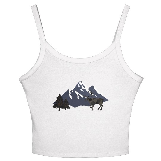 Geometric Wilderness — Crystal Deer Women's Spaghetti Strap Tank Top
