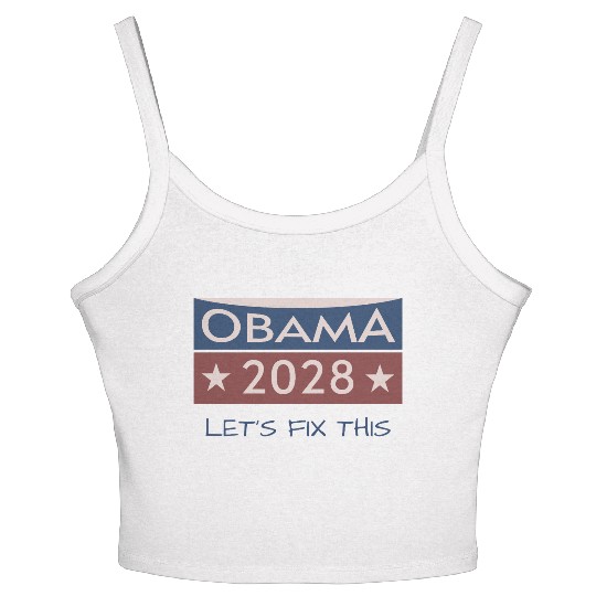Obama 2028 Political Protest Rally Presidential Women's Spaghetti Strap Tank Top