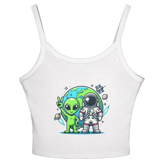 Alien Astronauts In Space Women's Spaghetti Strap Tank Top