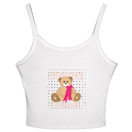 Teddy Bear With A Pink Bow Women's Spaghetti Strap Tank Top