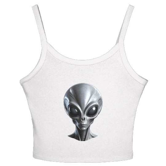 Real Grey Alien with a big head Women's Spaghetti Strap Tank Top