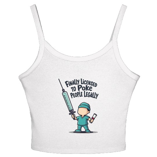Finally licensed to poke people legally Women's Spaghetti Strap Tank Top