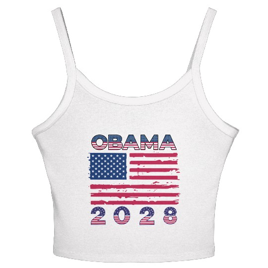 Obama 2028 Vintage Flag Patriotic Politics Protest Women's Spaghetti Strap Tank Top