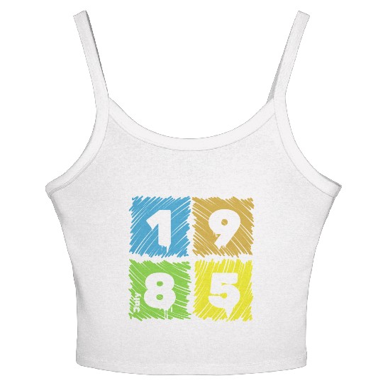 40th birthday Colorful Patches since 07/1985 Women's Spaghetti Strap Tank Top