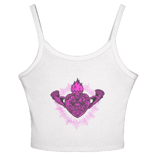 Sacred Heart Claddagh Symbol Pink Women's Spaghetti Strap Tank Top